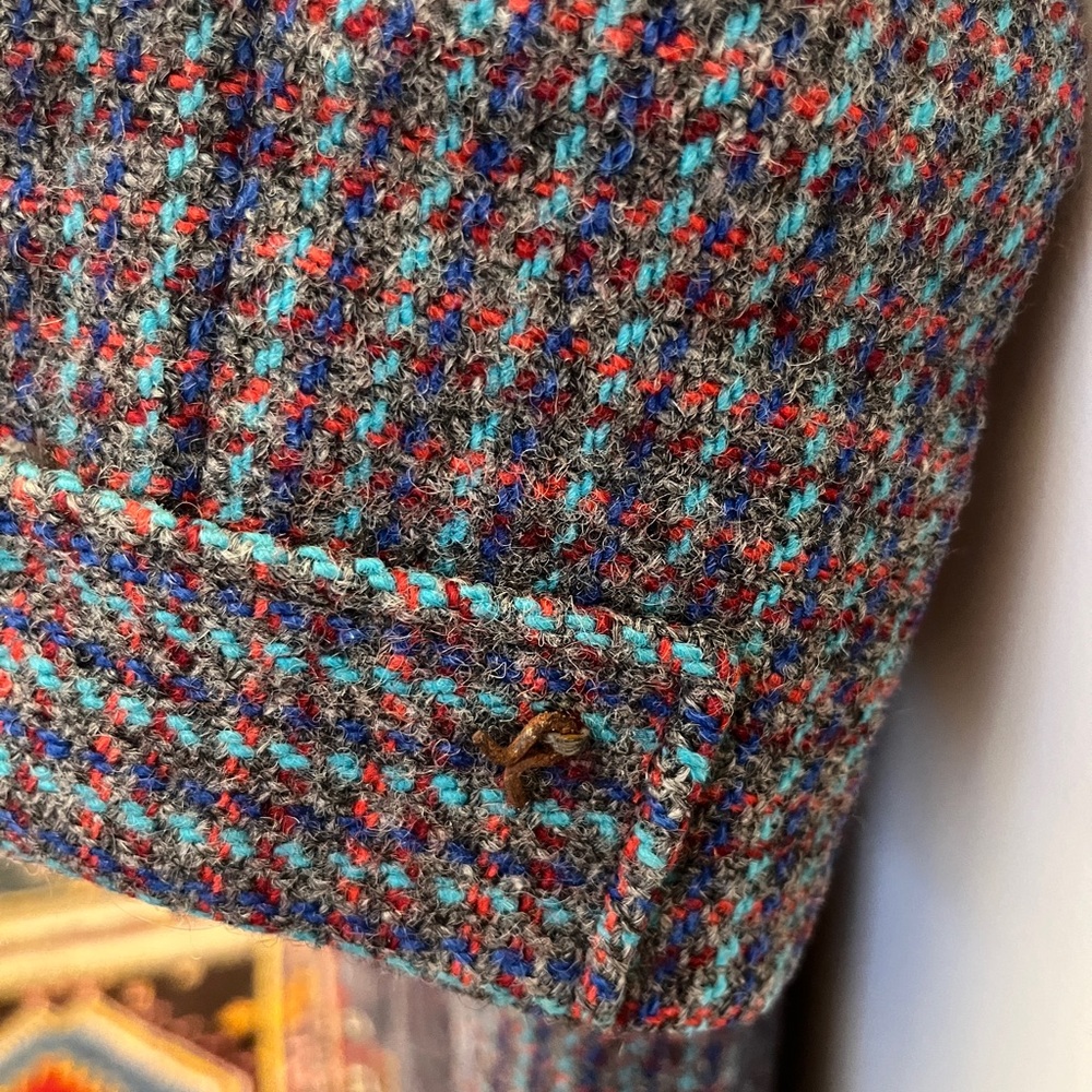 Vintage Harris Tweed Multicolor Handwoven Wool Coat - Picture 13 of 16